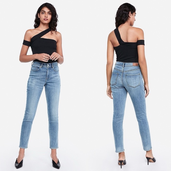 Express Denim - Express High Waisted Light Wash Ankle Skinny Jeans